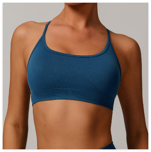 Seamless Knitted Yoga Straps Cross Motion Workout Bra