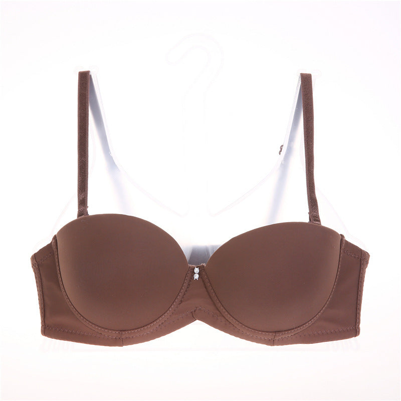 Thick Cup Gathering Half Cup Glossy Girls Bra