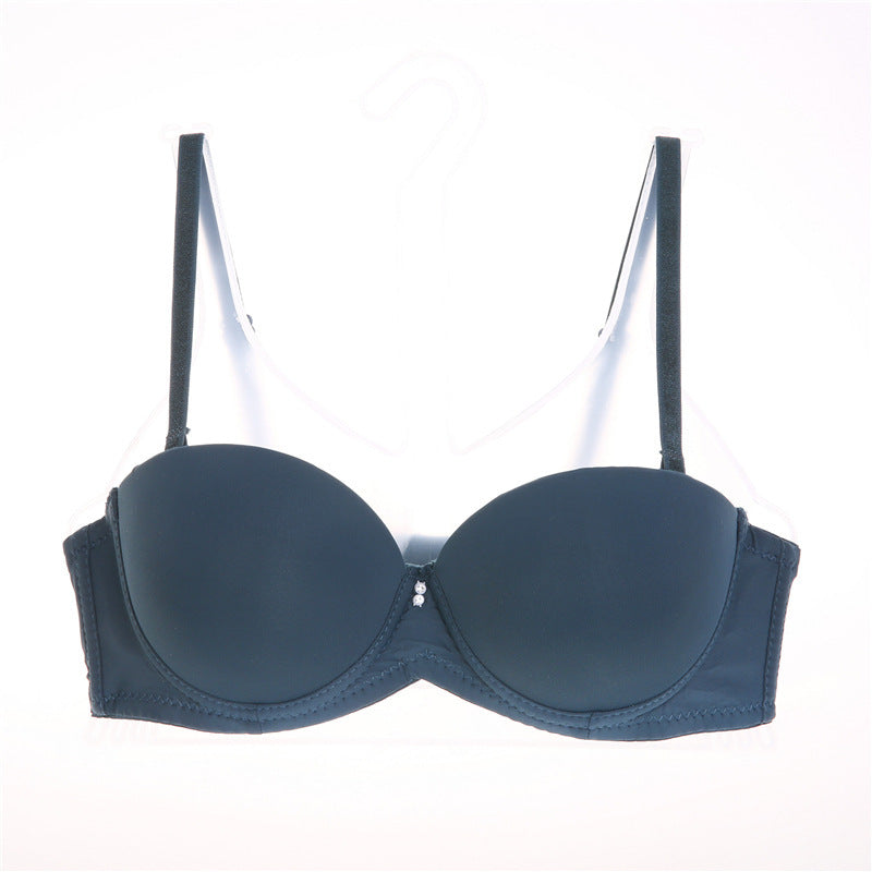 Thick Cup Gathering Half Cup Glossy Girls Bra