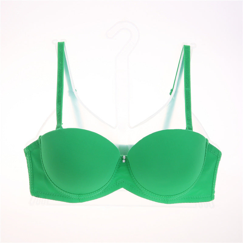 Thick Cup Gathering Half Cup Glossy Girls Bra