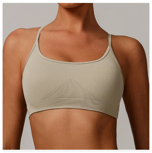 Seamless Knitted Yoga Straps Cross Motion Workout Bra