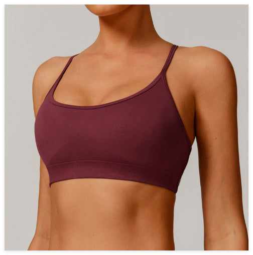 Seamless Knitted Yoga Straps Cross Motion Workout Bra