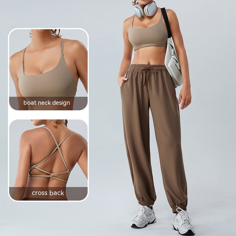 Nude Feel Yoga Vest Female Cross Beauty Back Exercise Bra