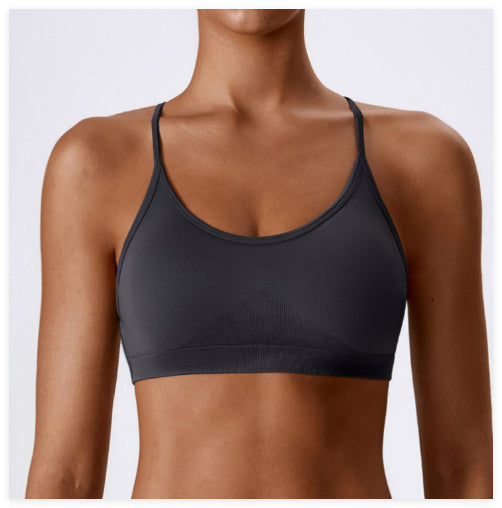Seamless Knitted Yoga Straps Cross Motion Workout Bra