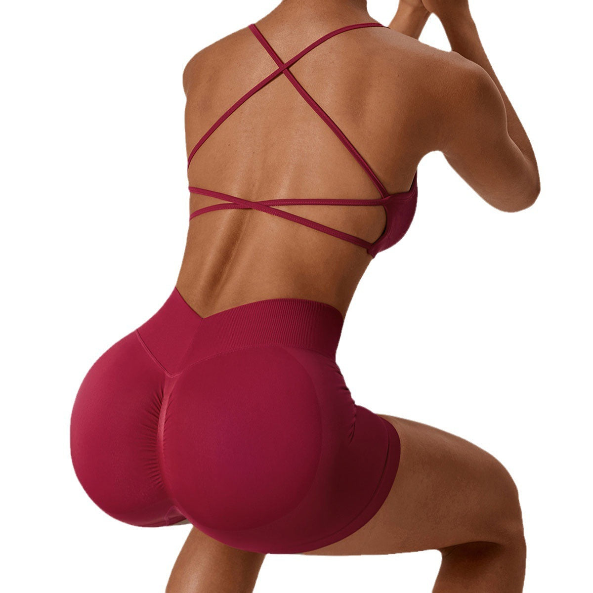 Seamless Knitted Yoga Straps Cross Motion Workout Bra