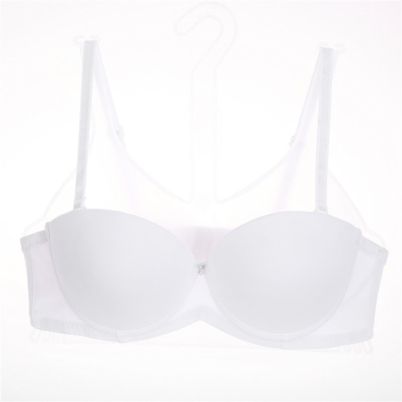 Thick Cup Gathering Half Cup Glossy Girls Bra