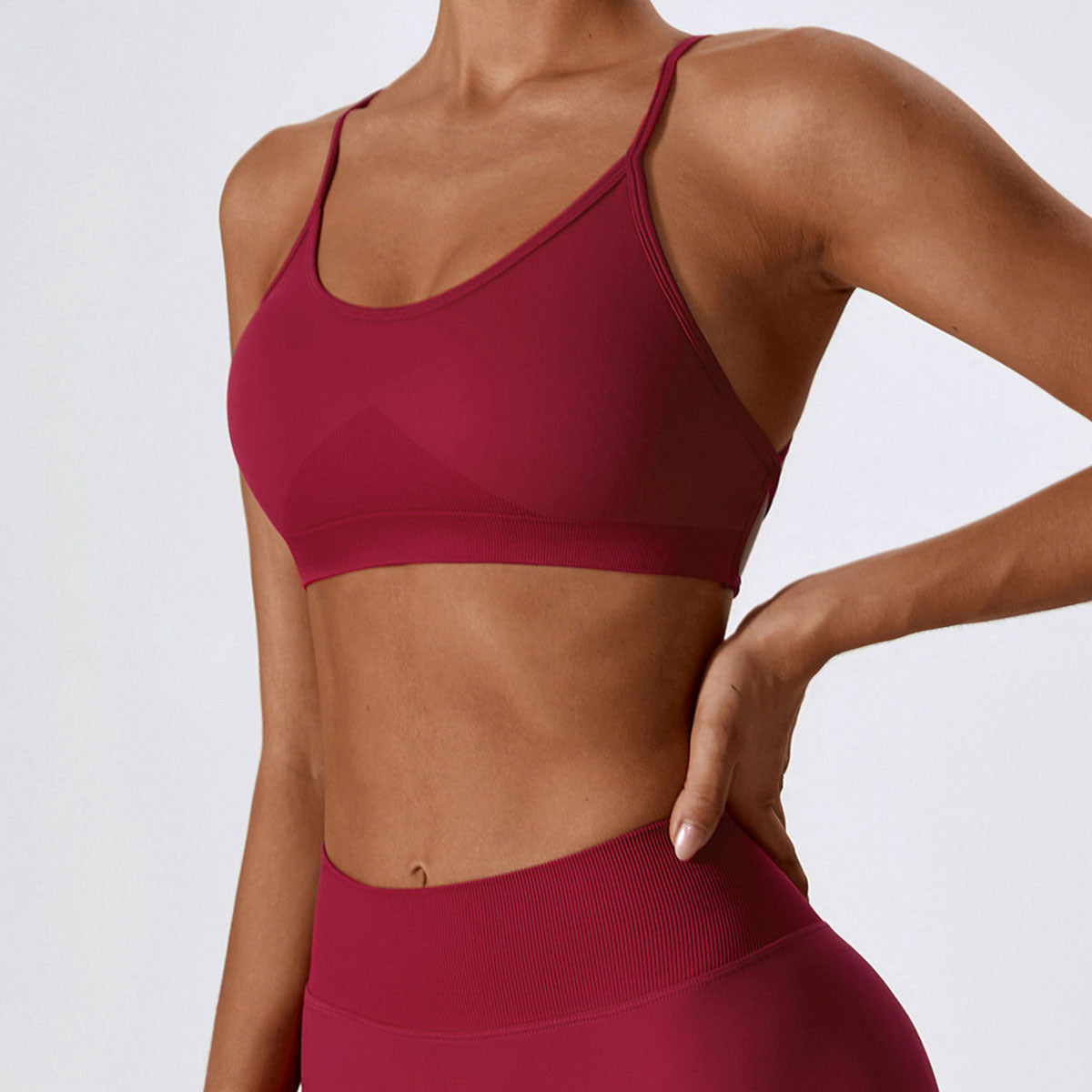 Seamless Knitted Yoga Straps Cross Motion Workout Bra