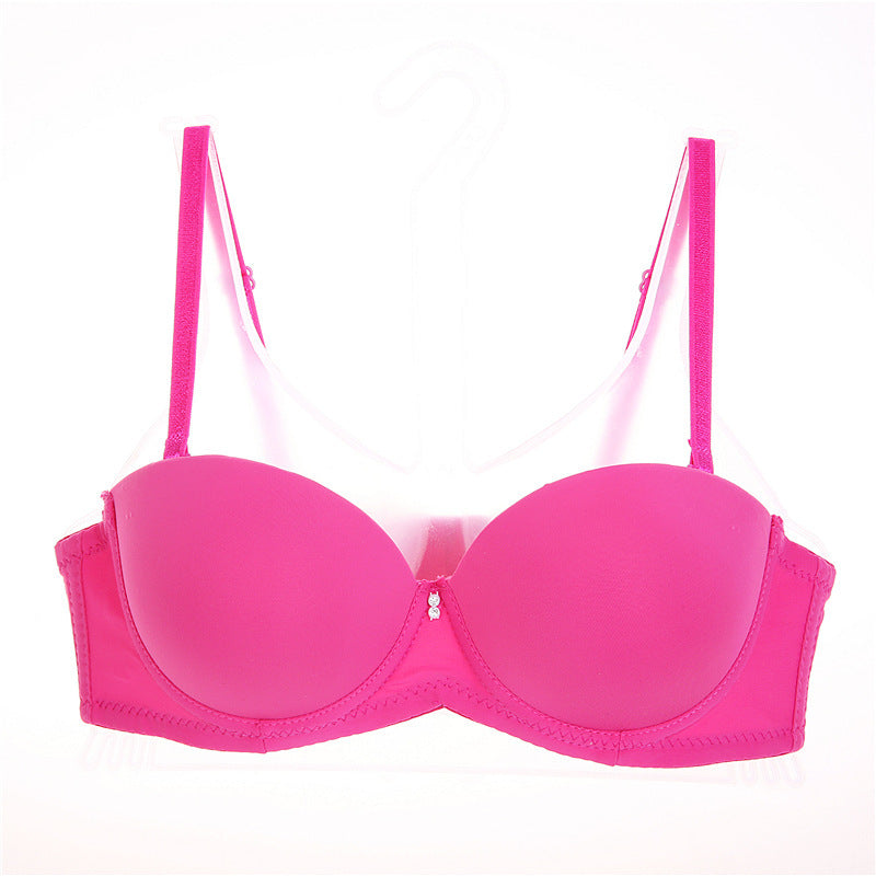 Thick Cup Gathering Half Cup Glossy Girls Bra