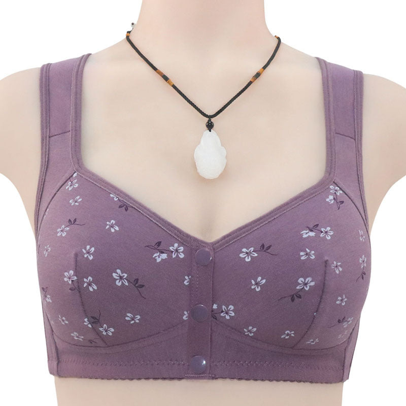 Women's Printed Unwired Shape Front Button-Up Tank Top Bra