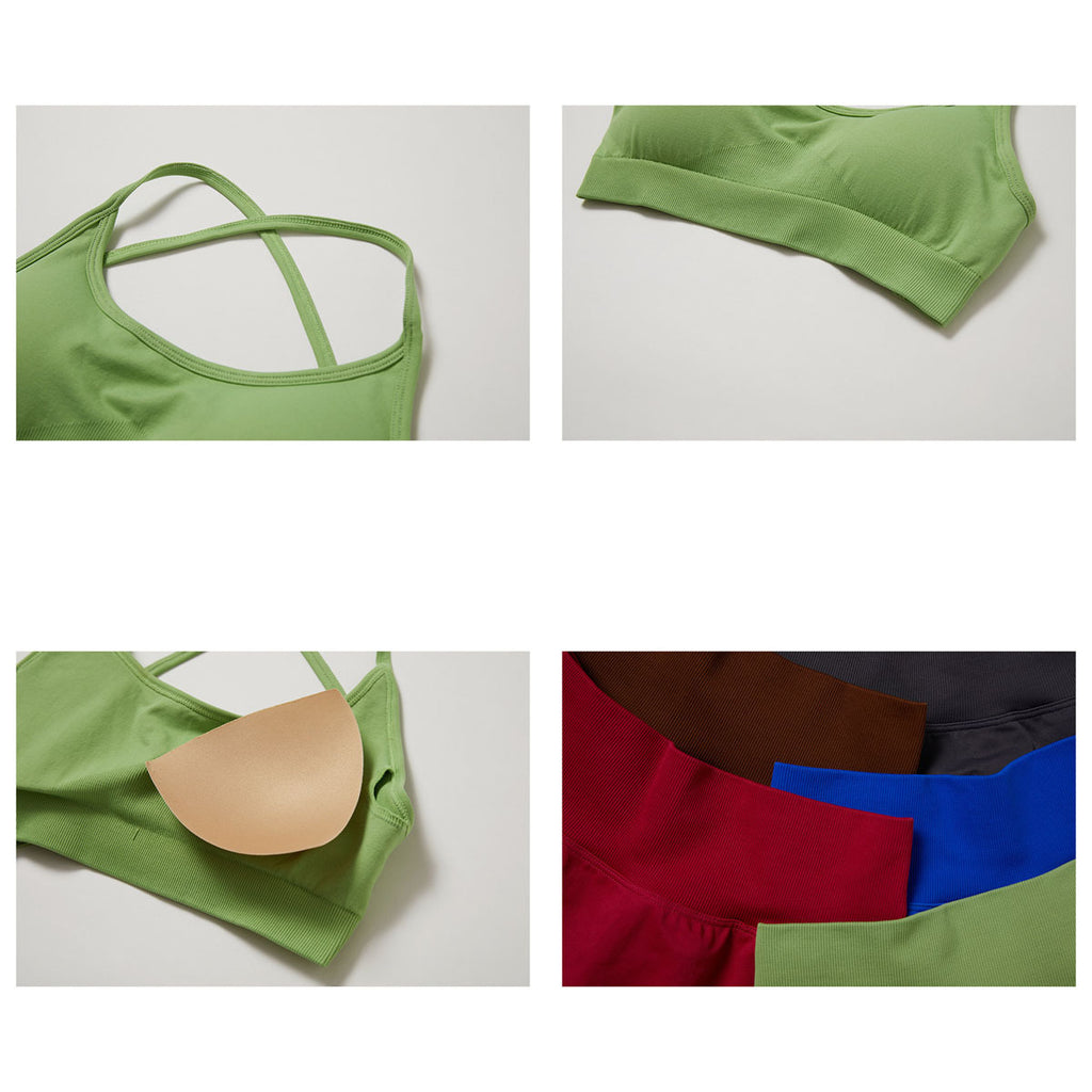 Seamless Knitted Yoga Straps Cross Motion Workout Bra