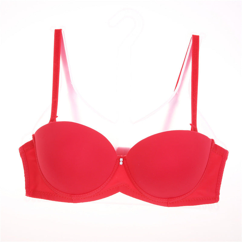 Thick Cup Gathering Half Cup Glossy Girls Bra