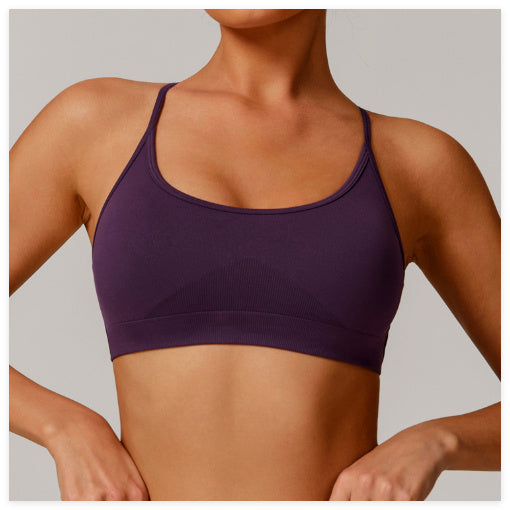 Seamless Knitted Yoga Straps Cross Motion Workout Bra