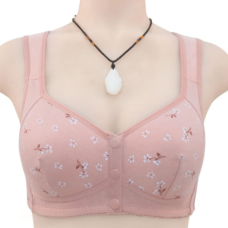 Women's Printed Unwired Shape Front Button-Up Tank Top Bra