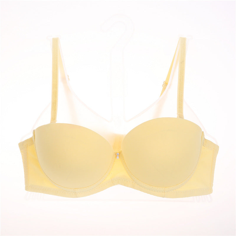Thick Cup Gathering Half Cup Glossy Girls Bra