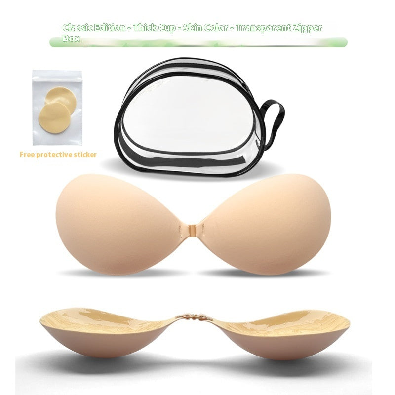 Thickened Seamless Push Up Small Breast Size Exaggerating Bra Silicone Nipple Sticker