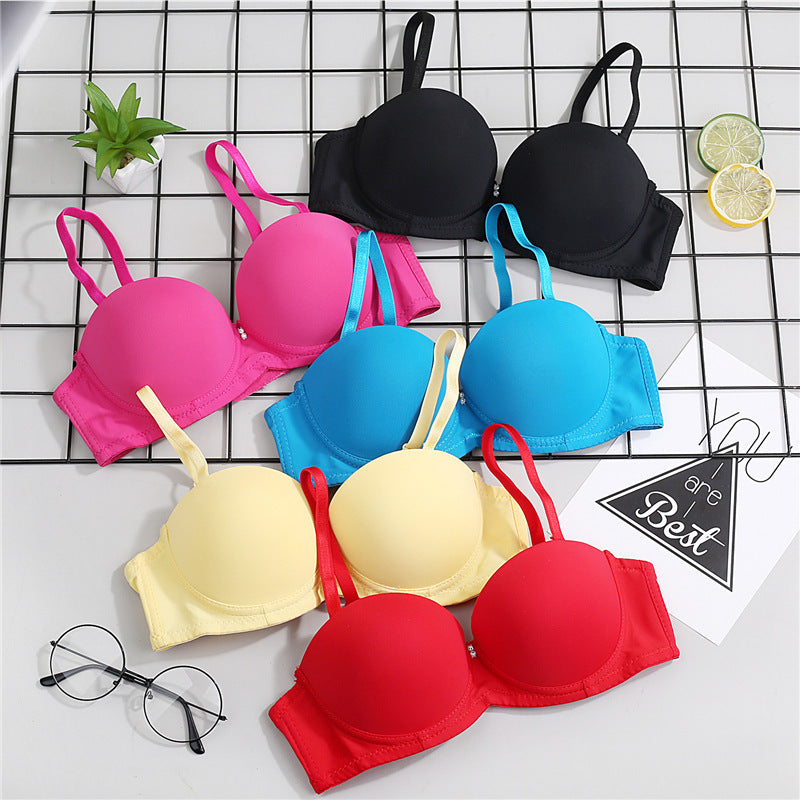 Thick Cup Gathering Half Cup Glossy Girls Bra