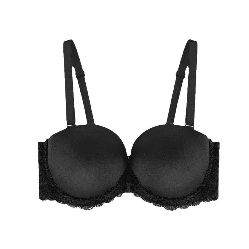 European And American Steel Ring Big Breast Small Push Up Tube Top Plus Size Bra Women