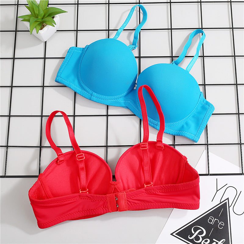 Thick Cup Gathering Half Cup Glossy Girls Bra