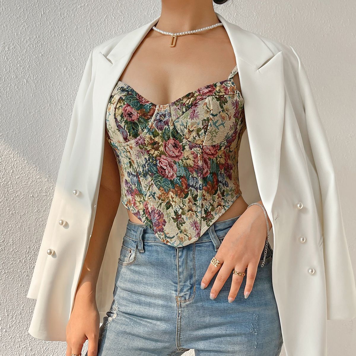 Female Retro Flower Niche Camisole Vest